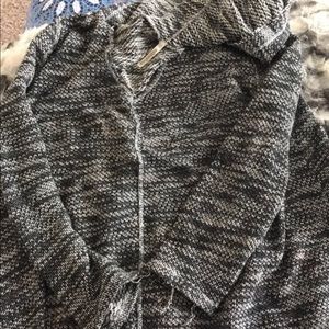 Hooded Salt and Pepper Sweater